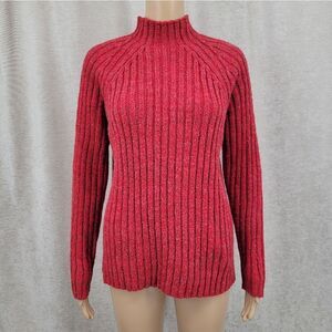 Express Tricot Australia Vintage 90s Women's Red Ribbed Sweater Acrylic Wool